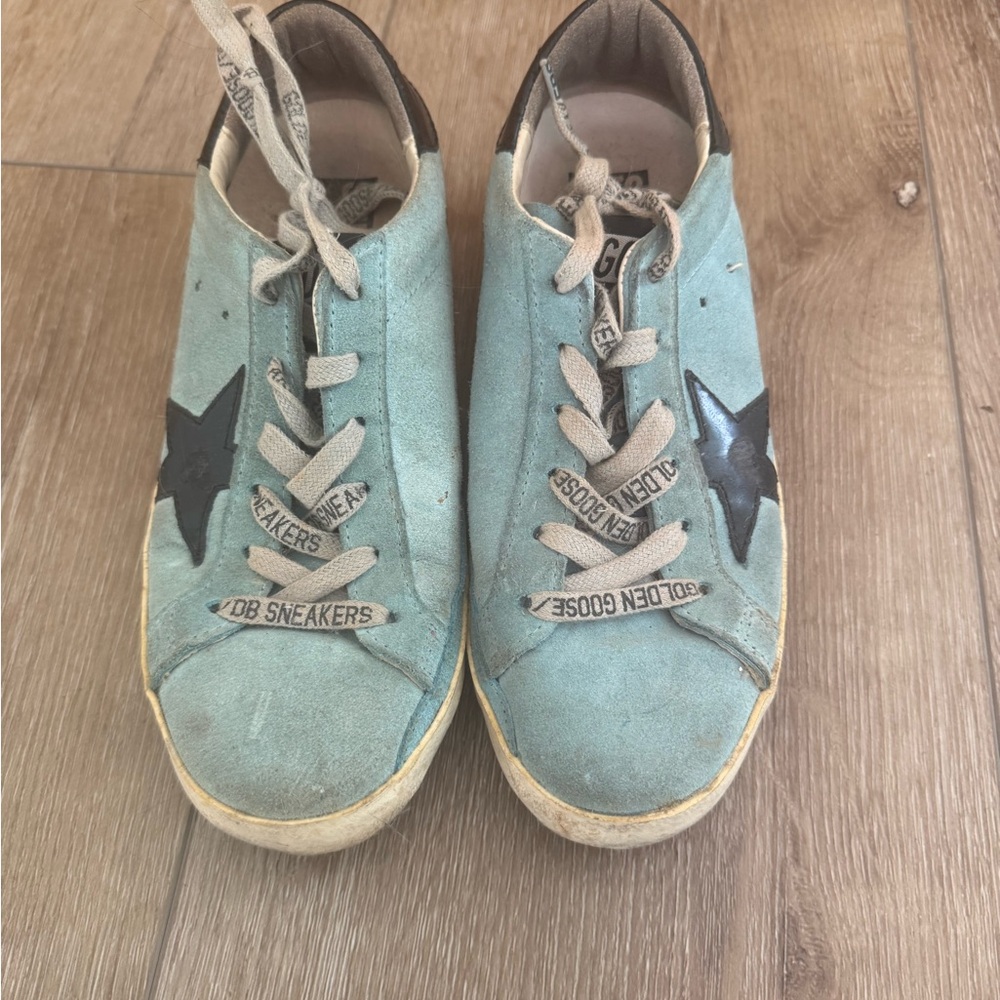 Golden Goose Blue and Black Star Sneakers
